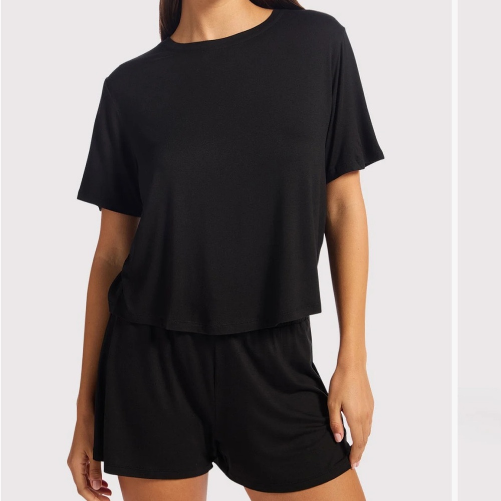 Black Short Sleeve Pajama Set